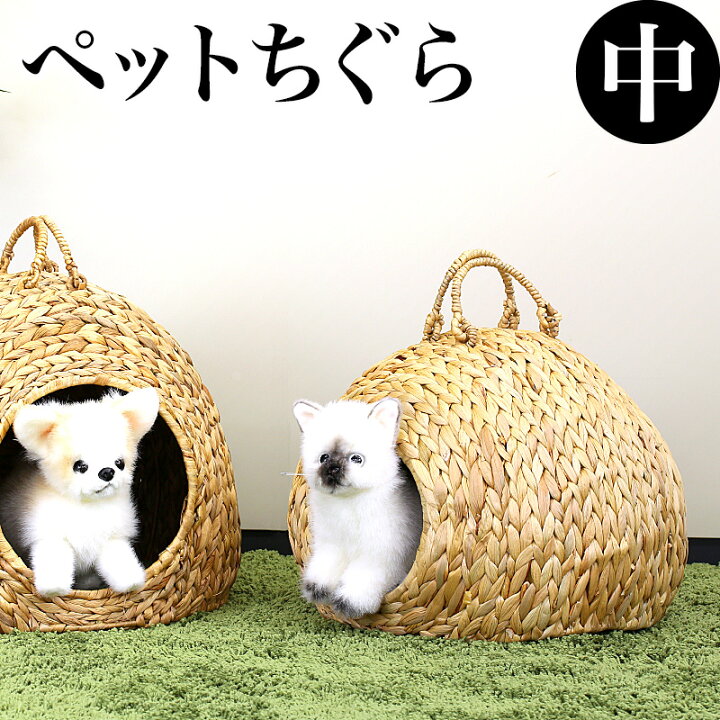 楽天市場 幅35cm ペットちぐら 中 犬や猫向け 室内用のワラでできたペットハウス 猫ちぐら 犬ちぐら つぐら 稚座 わら 藁 犬小屋 猫小屋 カゴ 寝床 ねどこ 通販 送料無料 楽天 新生活 組立不要 家具ドキッ