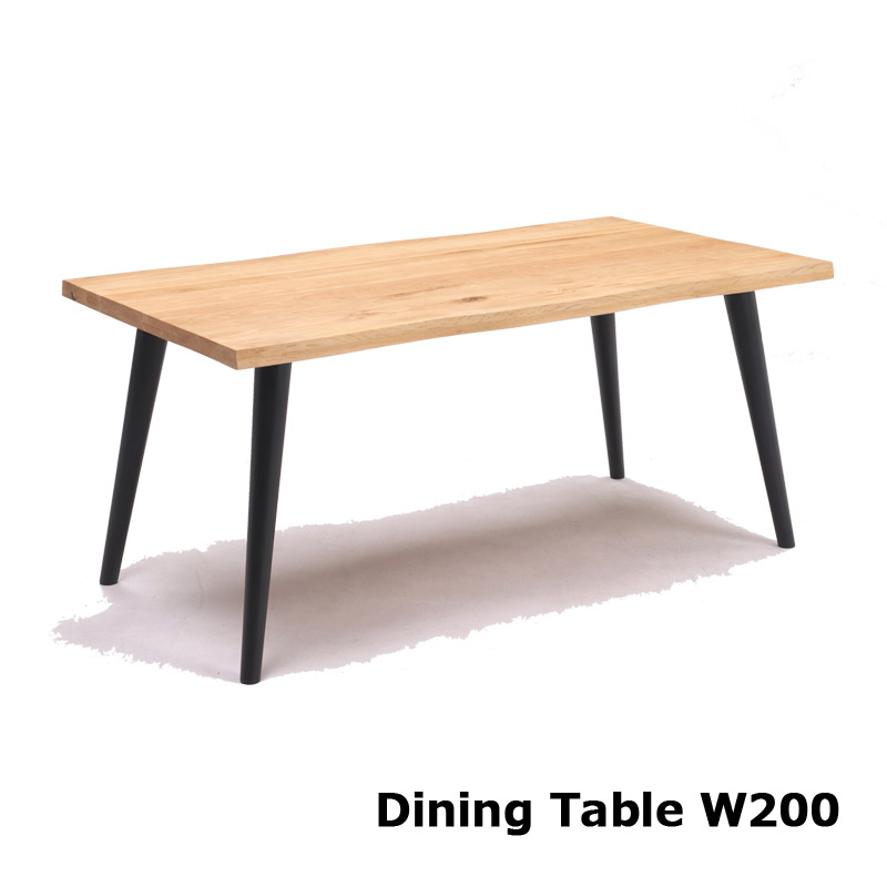 ダイニングテーブル 無垢 6人掛け オーク 幅200 テーブル単品 テーブル 4本脚 無垢天板 北欧 モダン ナチュラル テーブル 食卓 天然木 木製 耳付き