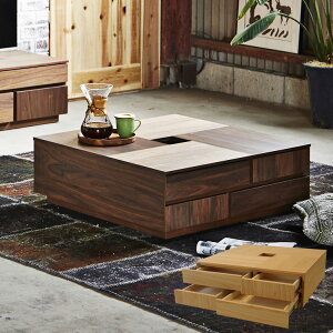 【開梱設置無料】センターテーブル テーブル 引き出し 高級感 幅80cm ローテーブル 座卓 シンプル コンパクト 国産 完成品 日本製 リビングテーブル オーク ナチュラル ウォールナット ブラ