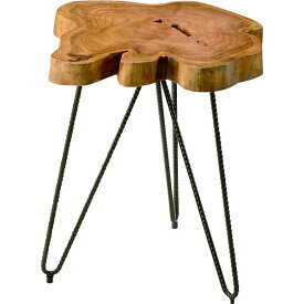 サイドテーブル　花台　万能台　飾り台　ナイトテーブル　インダストリアル　無機質　天然木　スチール　ラッカー塗装　1点物