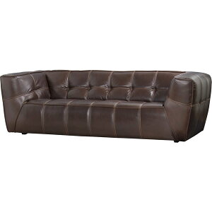 総革 革張り ソファ ソファー 3〜4人掛け 3〜4人用 肘付き アーム付き 高級感 上品 ゴージャス ラグジュアリー おしゃれ ブラウン リビング 幅約228cm ※表示送料は個人