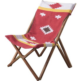 フォールディングチェア　ガーデンチェア　アウトドア　キャンプ　屋外　椅子　チェア　折り畳み　エスニック調　天然木(チーク)　ラッカー塗装　コットン　本革　収納袋付き