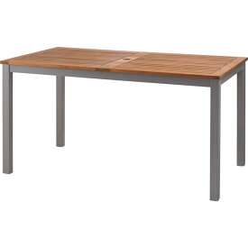 ダイニングテーブル　ガーデンテーブル　食卓机　長方形　幅140cm　天然木(ユーカリ)　オイル仕上　アルミ(粉体塗装)　アジャスター付　ブラック　グレー　組立品