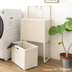 ランドリーボックス ダストボックス 収納箱 脱衣室 2段分別 ポリエチレン、スチール(粉体塗装)綿 ダークブラウン アイボリー ブルー 完成品