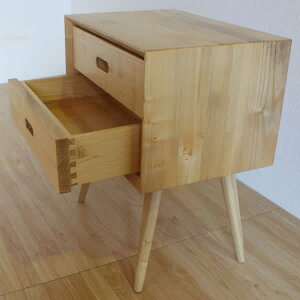 月光シリーズ サイドテーブル ミニチェスト 昭和レトロ風 スンカイ無垢材 オール天然木 ナチュラル ウォールナット