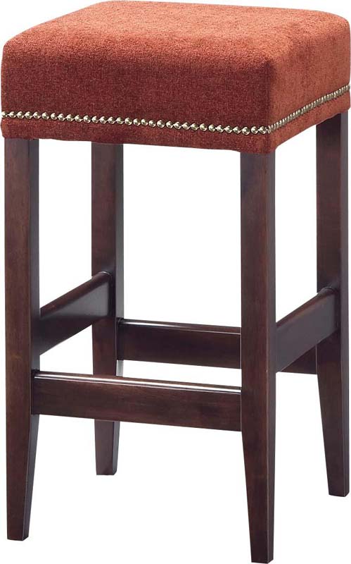 W 335 D 335 H 605 椅子 チェアー 選べる張地Ａランク  木製カウンターイス 張地Ａランク張地サンプル無料【送料無料】鋲がおしゃれなバーチェア カウンターバー レザー ファブリック 皮張り 布張り 選べます