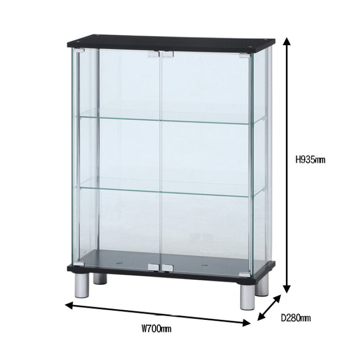 楽天市場】ガラスディスプレイケース 3段 ワイド 脚付 ガラス  