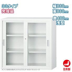 ガラス引戸書庫 33タイプ 浅型 キャビネット 書庫 収納 完成品 戸棚 書棚 オフィス家具市場オリジナル製:HCB-TSシリーズ W880xD400xH880 新品 オフィス家具
