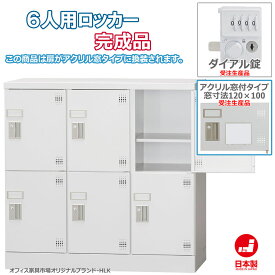 受注生産品 ロッカー 6人用 横型 3列2段 多人数用 スチールロッカー 収納 完成品 ダイヤル錠 アクリル窓付き オフィス家具市場オリジナル製:HLKシリーズ 送料無料 W900xD380xH880 新品 オフィス家具