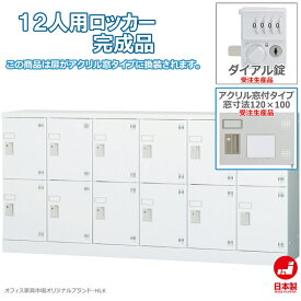受注生産品 ロッカー 12人用 横型 6列2段 多人数用 スチールロッカー 収納 完成品 ダイヤル錠 アクリル窓付き オフィス家具市場オリジナル製:HLKシリーズ 送料無料 W1800xD380xH880 新品 オフィス家具