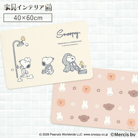 スヌーピー ミッフィ　珪藻土バスマット バスマット 珪藻土 やわらかい スヌーピー PEANUTS かわいい グレー 抗菌 防臭 洗える センコー グレー ブラウン