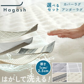 【数量限定 洗濯ネットおまけ付き】ラグ 洗える 厚手 薄手 1.5畳 2畳 3畳 洗濯機 おしゃれ カーペット ラグマット オールシーズ リビング カバーリング アイリスオーヤマ ハガッシュ Hagash カバーラグ アンダーラグ セット HAGSM25 HAGCB25 HAGCO25 HAGCR25