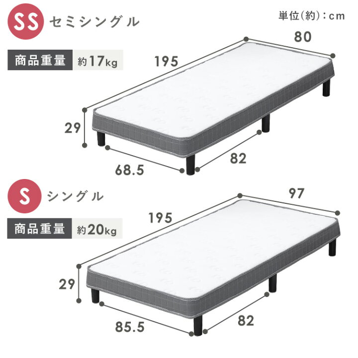 楽天市場】脚付きベッド 簡易ベッド 一体型マットレス 脚付き 