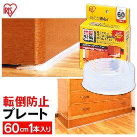 家具転倒防止グッズ 家具転倒防止プレート 60cm 1枚入 棚 食器棚 本棚 タンス 家具 転倒防止 敷くだけ 簡単取付 防災 災害 地震対策 賃貸 半透明 目立ちにくい 長さ自由調整可 転倒防止マット アイリスオーヤマ JTP-60 * [2603SE]