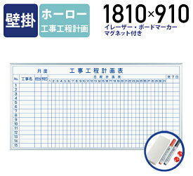 【法人宛限定】MAJI 壁掛けホーロー板面ホワイトボード 工事工程計画 W1810 H910 ホワイトボード 掲示板 壁掛けホワイトボード スケジュールボード 白板 会議室 オフィス 研修 イレーザー マグネット ボードマーカー 幅 181 高さ 91 cm 日本製 アルミフレーム UJ-MH36KK