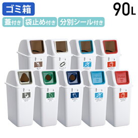 【法人宛限定】【国内メーカー品】分別ダストボックス 90L W408 D571 H900 ダストボックス ゴミ箱 袋止め付き 蓋付き 分別シール付き オープン蓋/プッシュ蓋/三角蓋/丸穴蓋 本体 ホワイト ごみ箱 レッド/ブルー/ホワイト/グレー/ネイビー/グリーン/ブラウン TR-DS1944900