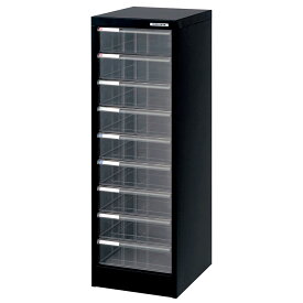 【法人宛限定】【国内メーカー品】A4フロアケース 深9段 W277 D336 H880 単列ケース A4サイズ対応 レターケース 多段収納庫 オフィス収納 スチール収納 書類整理棚 透明スチロール樹脂 引出し ニューグレー/シロ/ブラック AF-M9