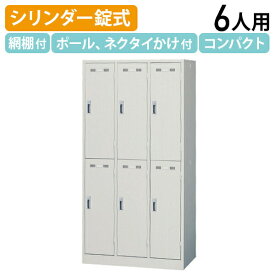 【法人宛限定】【国内メーカー品】生興 6人用スチールロッカー W900 D515 H1790 オフィスロッカー 更衣ロッカー 更衣室 パーソナルロッカー オフィス収納 キャビネット シリンダー錠 六人用 鍵付き カギ付き 幅90 奥行51.5 高さ179 ニューグレー SLK-6