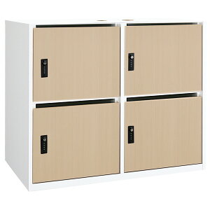 【国内メーカー品】【テレワーク応援】国産木製4人用パーソナルロッカー MKSシリーズ W900 D445 H760 オプション 上置き4人用ロッカー ダイヤルキー式 鍵付き キーレス ホワイト×ナチュラル/ブ