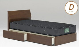 ベッドフレーム ウォルテ フラットタイプ 引き出し付き ダブル ウォールナット フレームのみ 収納ベッド チェストベッド 木製ベッド モダン パネルベッド Granz グランツ