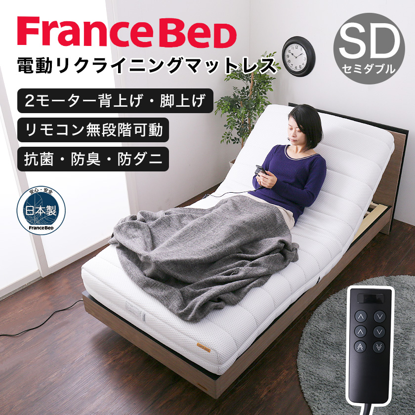 フランスベッド 電動リクライニング セミダブル-