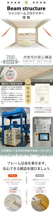 楽天市場】【マットレス付き】超耐震構造 宮付き 二段ベッド 2段ベッド  