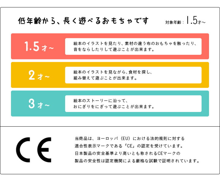 楽天市場 割引クーポン配布中 Ceマーク付 えほんトイっしょ おこめくんとママのおにぎりやさん 食育 布製おもちゃ 絵本 絵本付き ままごと おままごと たべものセット おもちゃ オモチャ 家具のわくわくランド 楽天市場店