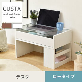 【ポイント5倍】ガラステーブル ロータイプ CUSTA FDR-0003 テーブル 机 ガラストップ ローテーブル ガラスデスク おしゃれ 収納 ガラス