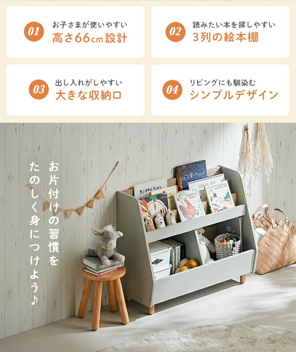 tomotomo様 絵本棚、おもちゃ棚セット （絵本棚サイドウェーブ 60日 