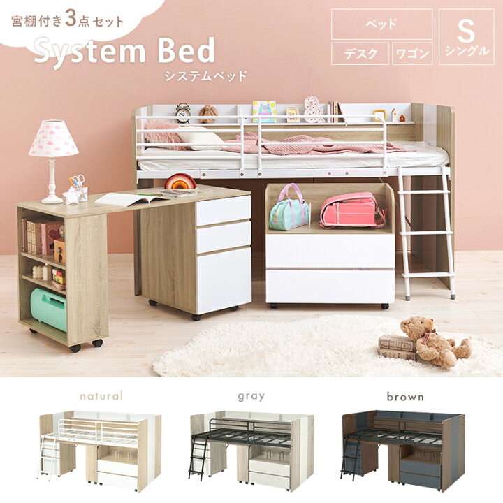 楽天市場】【7%OFFクーポン配布中】システムベッド ロフトベッド 