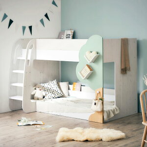 【遊びゴコロたっぷりなデザイン】二段ベッド 2段ベッド TREE(ツリー) 2色対応 二段ベット 2段ベット ロータイプ ローベッド ブックラック 絵本棚 絵本ラック 飾り棚 子供用ベッド 木製 パイ