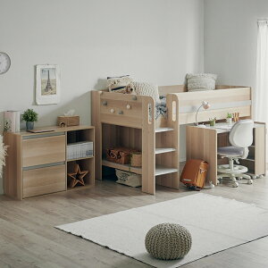 ロフトベッド システムベッド 高さ72cm デスク チェスト 3点セット Racine(ラシーン) 2色対応 ロフトベット システムベット ロータイプ おしゃれ 学習デスク 収納棚 キャスター付き シングルベ