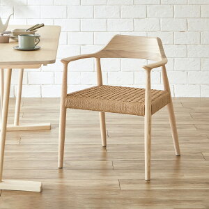 【完成品/アッシュ無垢材使用】ダイニングチェア Shaun(ショーン) ペーパーコード 1脚 8色対応 肘付きチェア ダイニングチェアー デスクチェア ダイニング 木製 無垢材 木製チェア 木製椅子