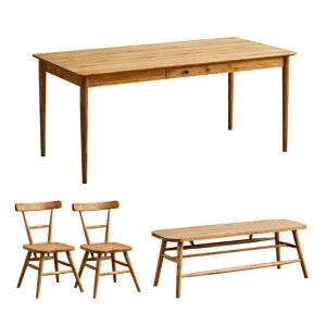 ダイニング4点セット cotocotori(コトコトリ) 幅160cm ダイニングテーブルセット 食卓セット 4人掛け ダイニングテーブル ダイニングチェア ダイニングベンチ 引出し付テーブル 食卓 無垢材 木製
