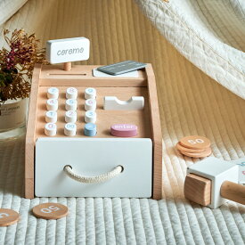 【完成品/天然木使用】レジスター 木製 ままごと おままごと グッズ レジ お金 お札 コイン カード お店やさん かわいい お店屋さん ごっこ遊び 木のおもちゃ 知育玩具 coromo(コロモ)