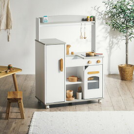 【ポイント10倍!今晩20時開始】ままごとセット 木製 キッチン リバーシブルタイプ Ourson(ウルソン) 2色対応 おままごと キッチン お店屋さん ごっこ遊び おしゃれ 子ども おもちゃ 収納 ディスプレイ キャスター付き 可愛い プレゼント