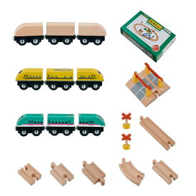 木製トレイン 木製電車とレールセット moku TRAIN(モクトレイン) おもちゃ 玩具 キッズ 子供 子ども こども 男の子 新幹線 トレイン レール はやぶさ ドクターイエロー オリジナル 3歳 誕生日 お祝い プレゼント 贈り物 ギフト