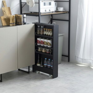 ワゴン キャスター付き 4段 幅10.4cm 隙間収納ラック Tumsae(トゥムセ) 3色対応 キッチンワゴン スリム ランドリーラック おしゃれ サニタリーチェスト 本棚 木製 すき間収納 キッチン収納 ラン