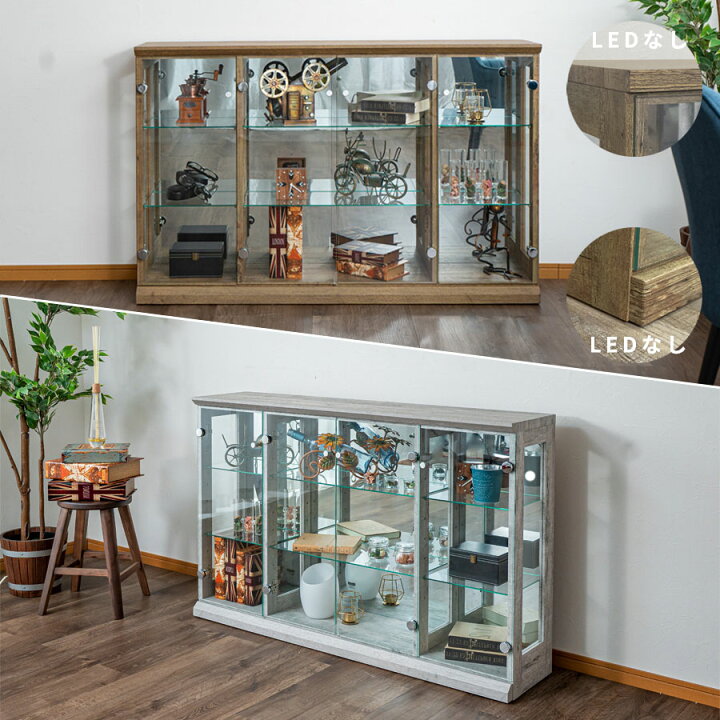 楽天市場】ガラス コレクションケース 完成品 ロータイプ 横型 背面 