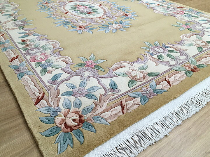 Y1626 挿さ 中国緞通 ウール100% 手織り 250×154㎝ 未使用保管品