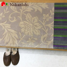 【中国段通 ウール 玄関マット】「Damasuku」絨毯(じゅうたん)・カーペット・ラグ・毛(ウール)100%・約70×124cm・150段・ベージュ・カラフル