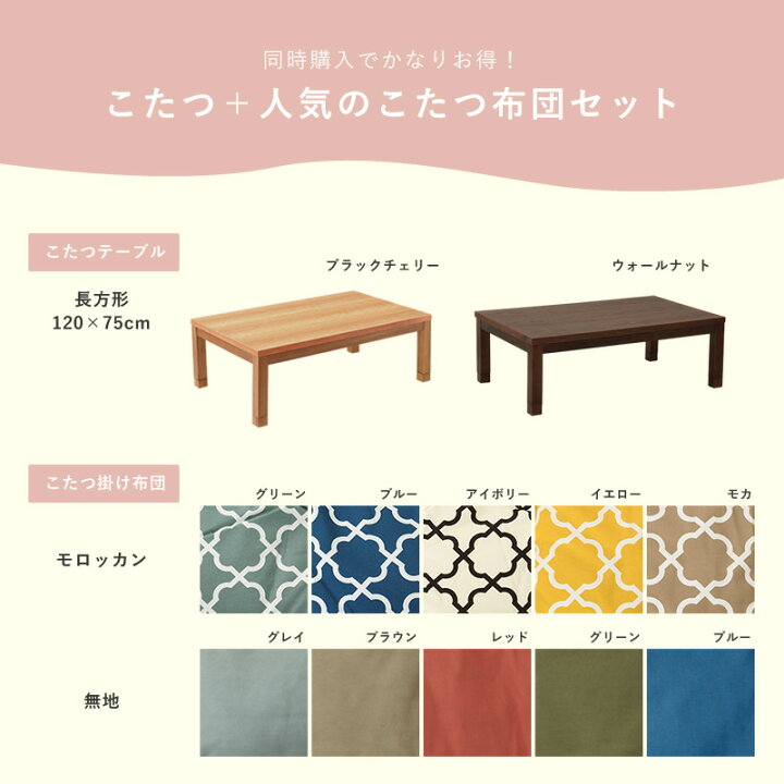 楽天市場】おしゃれなオリジナルデザインの家具調こたつ 長方形 120cm 