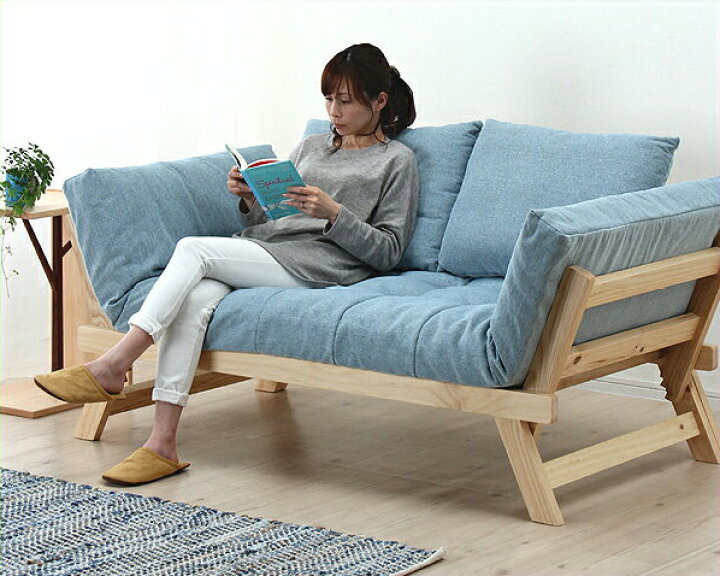 楽天市場 ゴロゴロしたいソファーベッド ソファ カウチソファ カウチソファー ベット シンプル ナチュラル 北欧 おしゃれ オシャレ お洒落 リクライニング ウレタン塗装 パイン材 ホワイトアッシュ材 布座 ファブリック ブラウン ブルー 二人 北欧風家具 インテリア