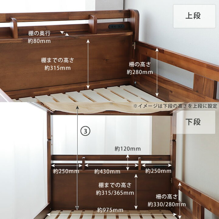 楽天市場】木の表情豊かな二段ベッド 2段ベッド すのこベッド 