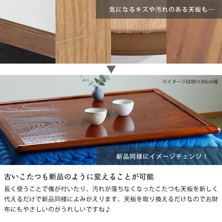 楽天市場】コタツ天板・こたつ天板単品正方形 75cm角・80cm角・85cm角 