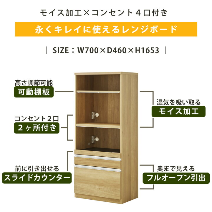 楽天市場】食器棚 おしゃれ レンジ台 レンジボード ダイニングボード 