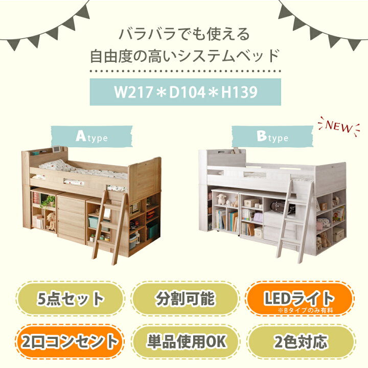 楽天市場】ベッド システムデスクベッド テイルス ベッド デスク 