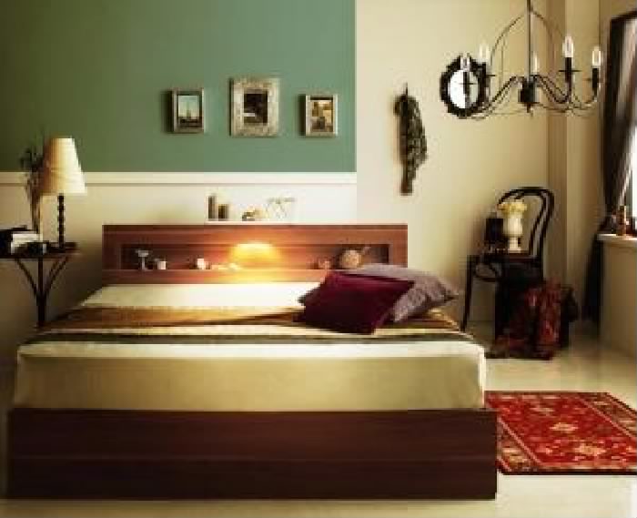 シングルベッド 白 茶 整理 収納付き ベッド プレミアムポケット