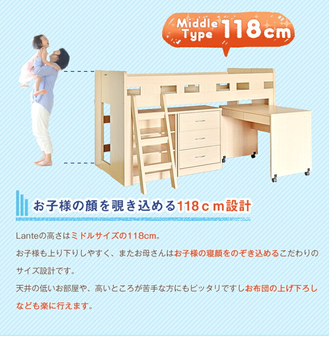 楽天市場】システムベッドシステムデスクベッド ロフト ベッド 