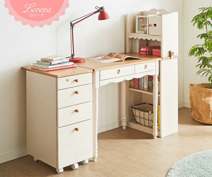 市場 組み換え自在 学習机 幅100cm 学習デスク セット ホワイト 4点 ホワイトウォッシュ 勉強机 女の子 キャスター付きワゴン ピンク パープル
